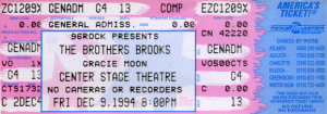 Ticket to Brothers Brooks show at the Center Stage Theater in Atlanta